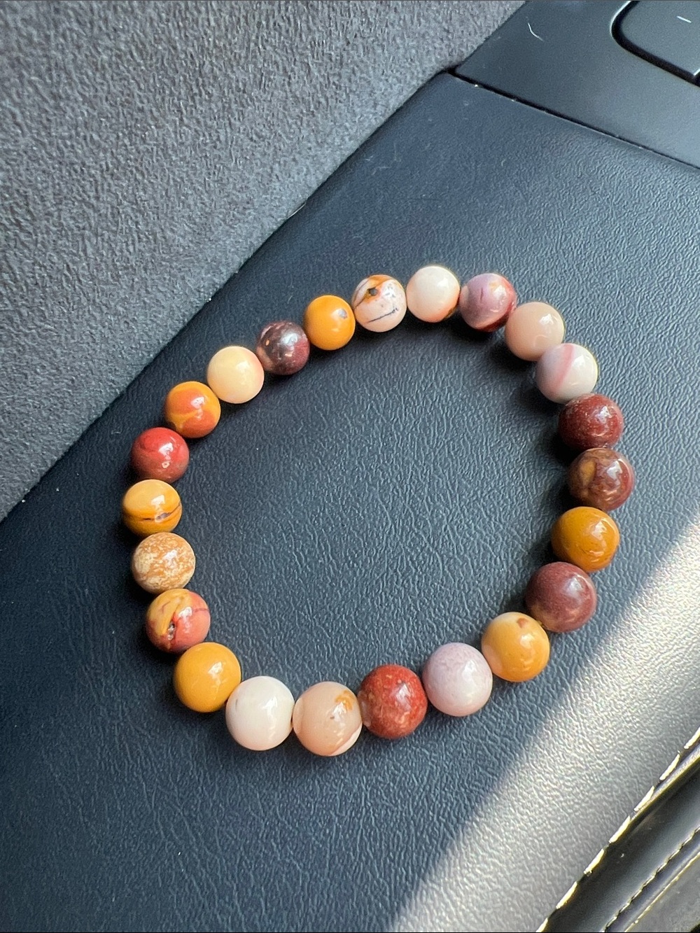 Multicolor Mookaite Beaded Stretch Bracelet - Women Size 6.5